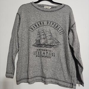 Vintage Banana Republic Safari & Travel Marled Grey Crewneck Sweater Size Medium